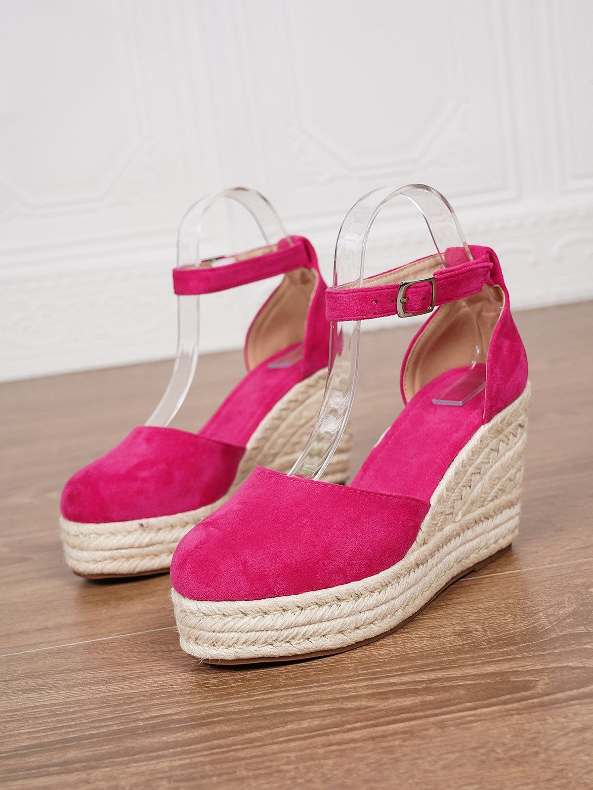 Women's Suede Platform Sandal – Braided Espadrille Sole