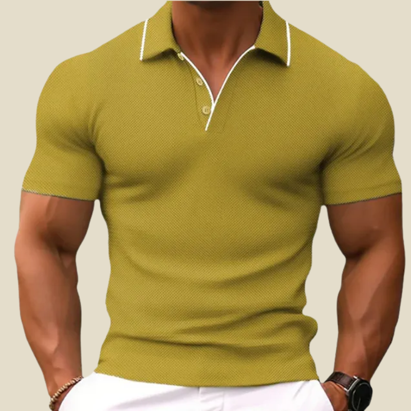 Men's Knit Polo Shirt – Slim Two-Button Placket