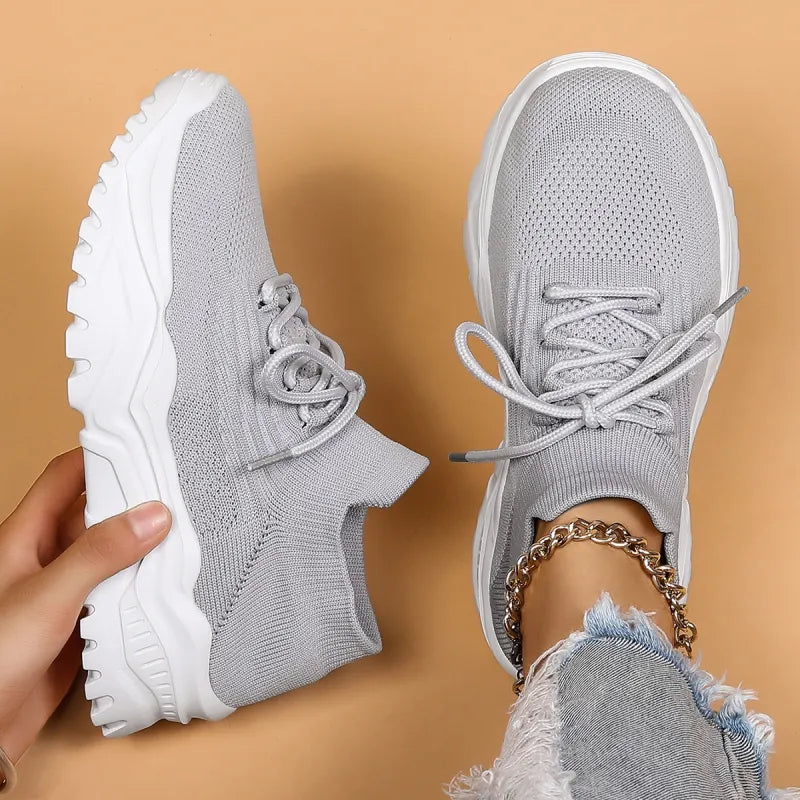 Women's Platform Sneaker – Knit Sock-Style Slip-On