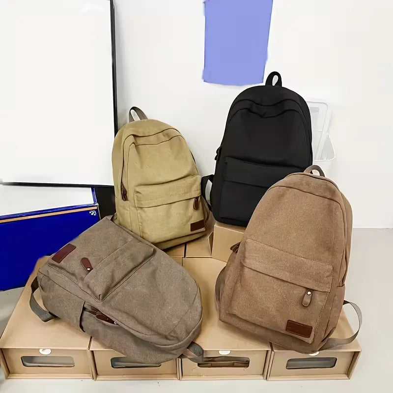 Men's Canvas Backpack – Zip Front Pocket