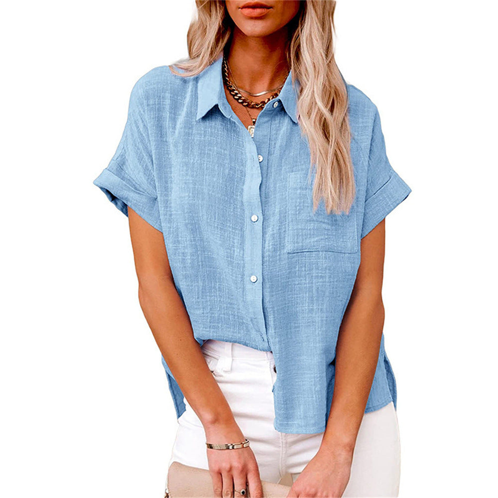 Women's Linen Short-Sleeve Shirt – Relaxed Button-Front