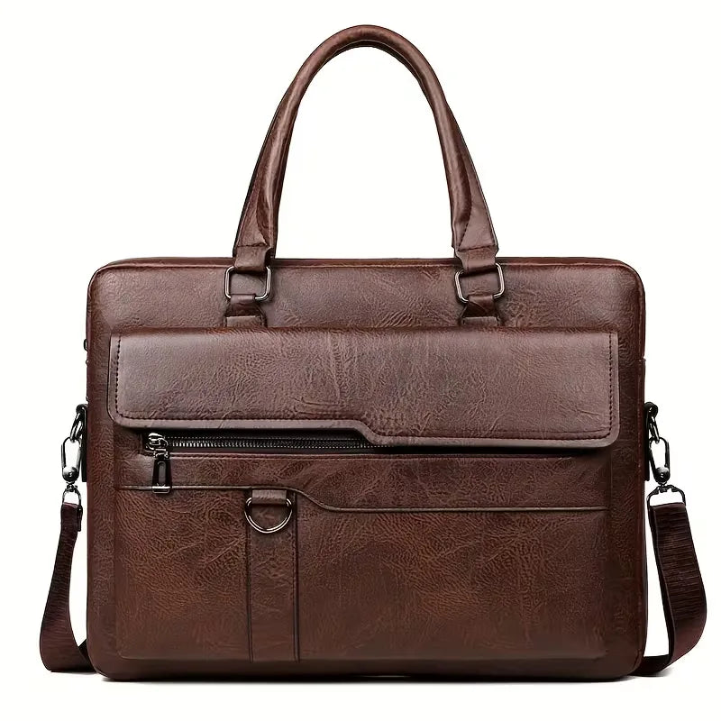 Men's Leather Laptop Bag – Structured 15-Inch Carry
