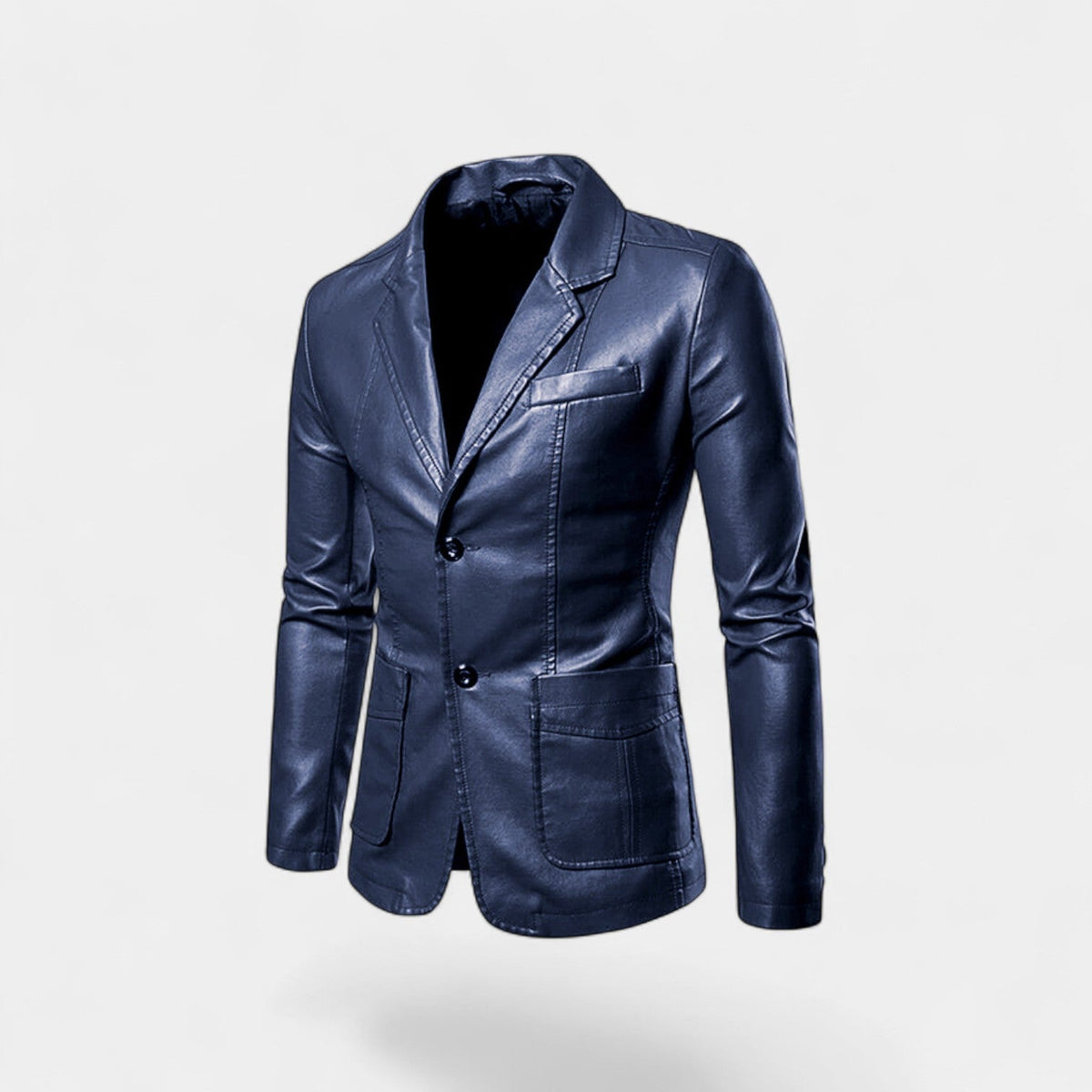 Men's Leather-Look Blazer – Slim Notch Lapel
