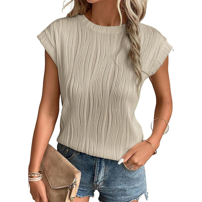 Women's Batwing Knit Top – Pleated Textured Loose Fit