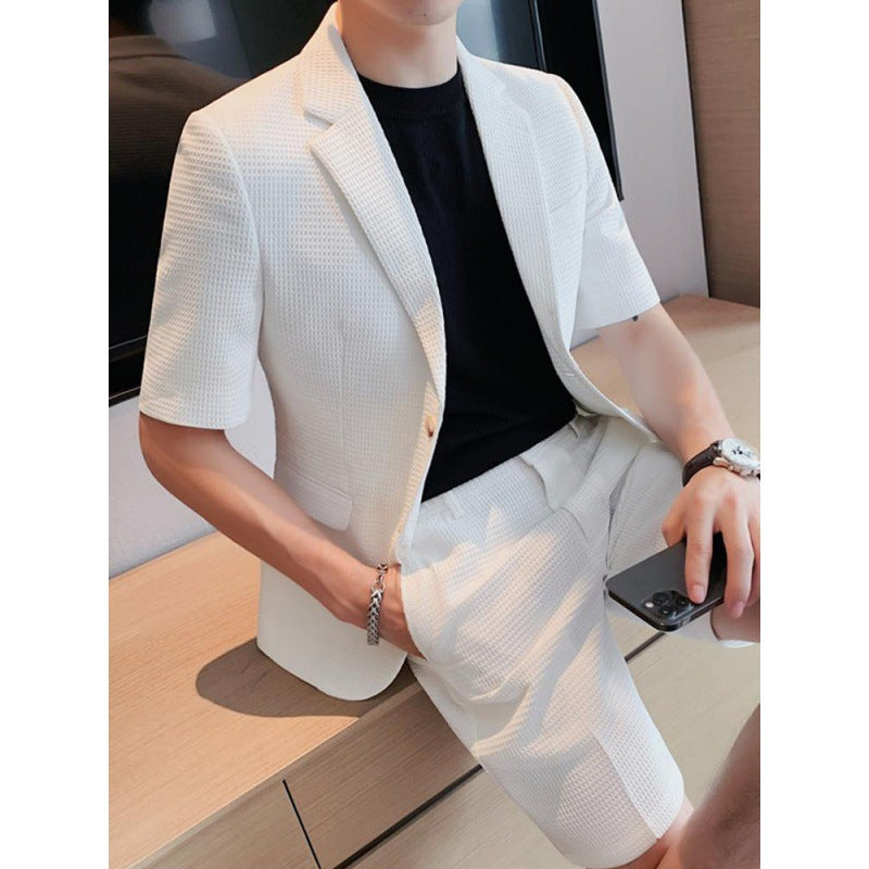 Men's Short Sleeve Blazer and Shorts Set – Notch Lapel Co-Ord