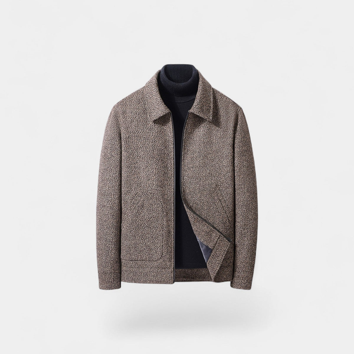 Men's Wool-Blend Coat – Stand Collar Tailored Fit