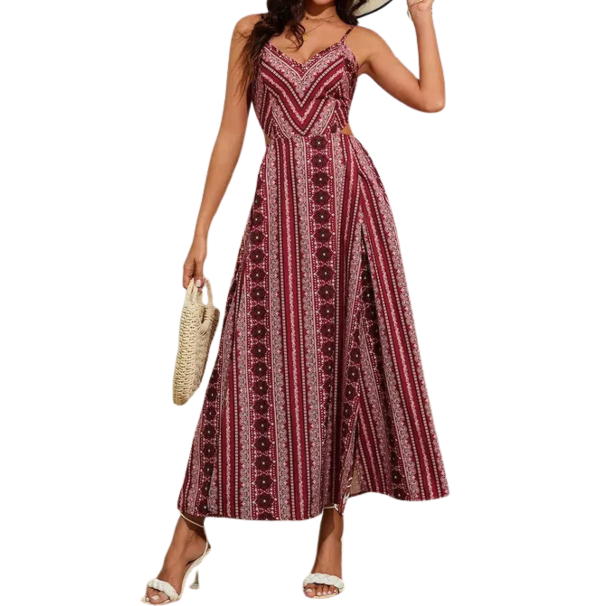 Women's Smocked Maxi Dress – Double Thigh Slits