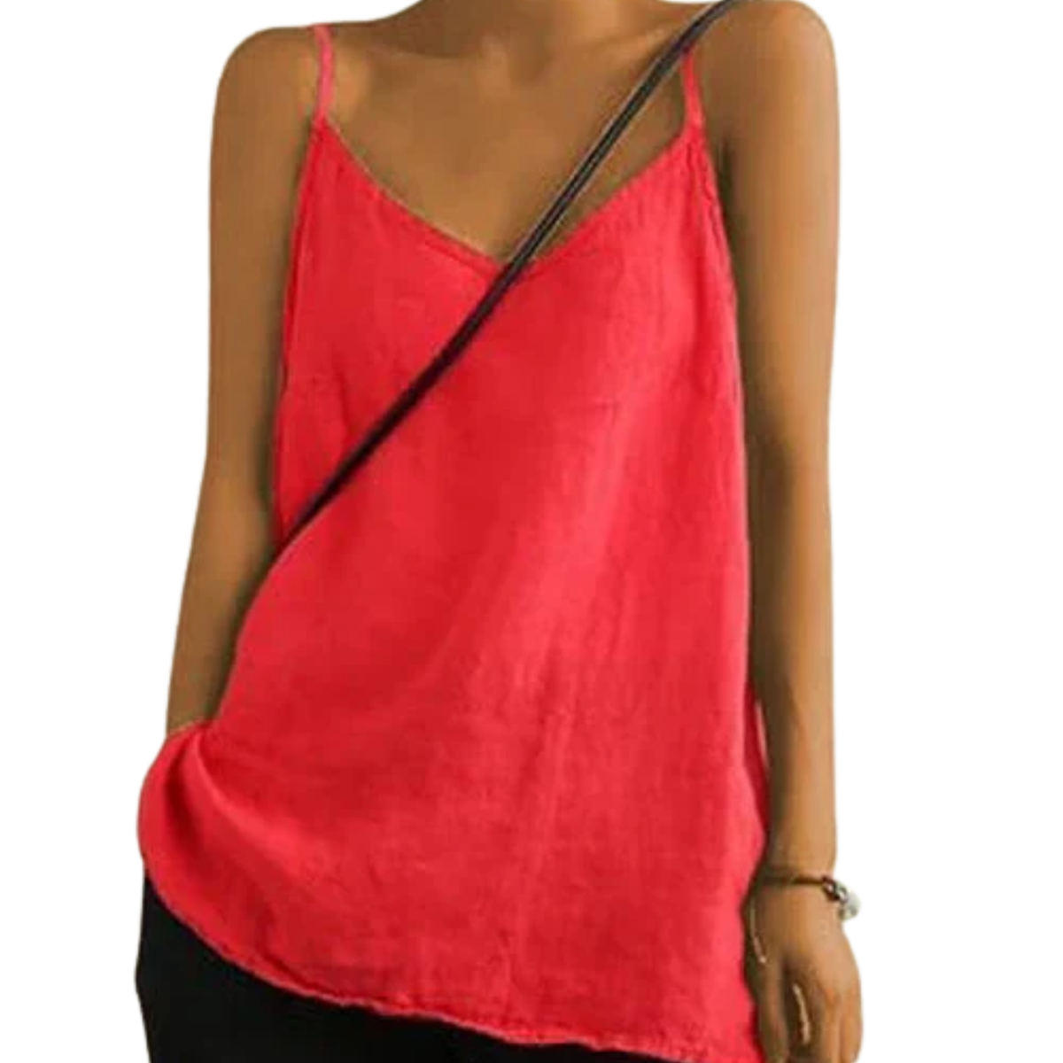 Women's Cotton-Linen Cami Top – Relaxed V-Neck Fit