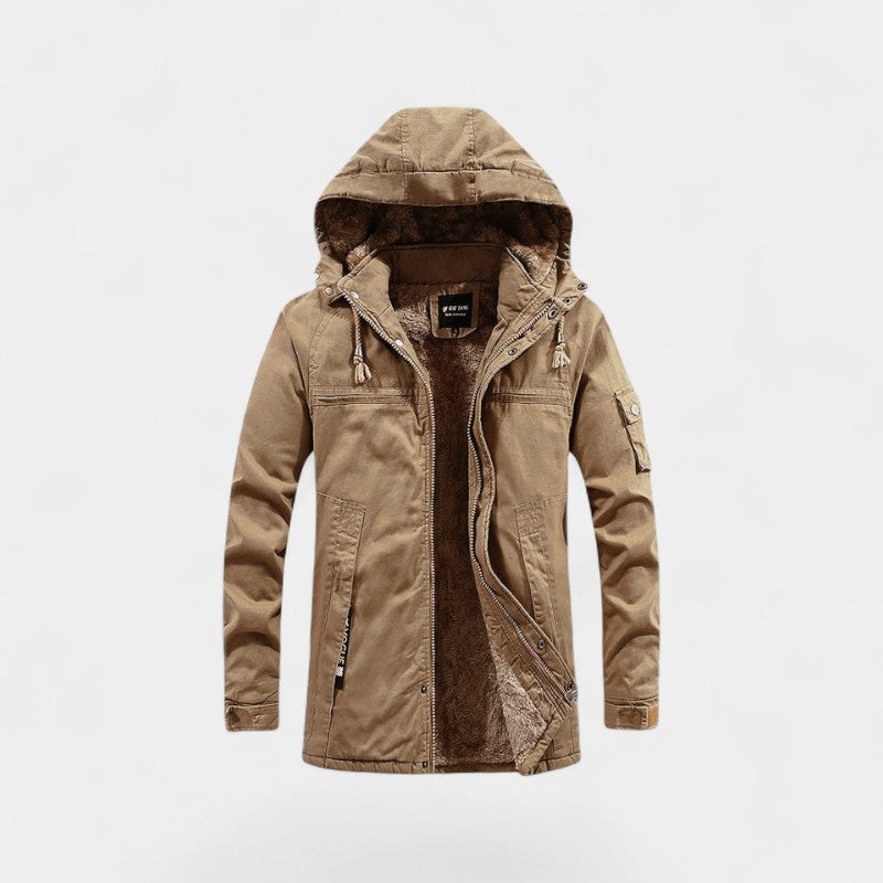 Men's Cotton Hooded Parka – Washed Lapel Collar
