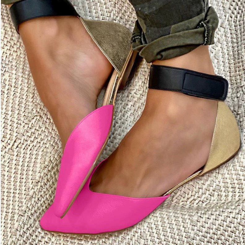 Women's Pointed-Toe Flat Sandal – Color Block Slingback