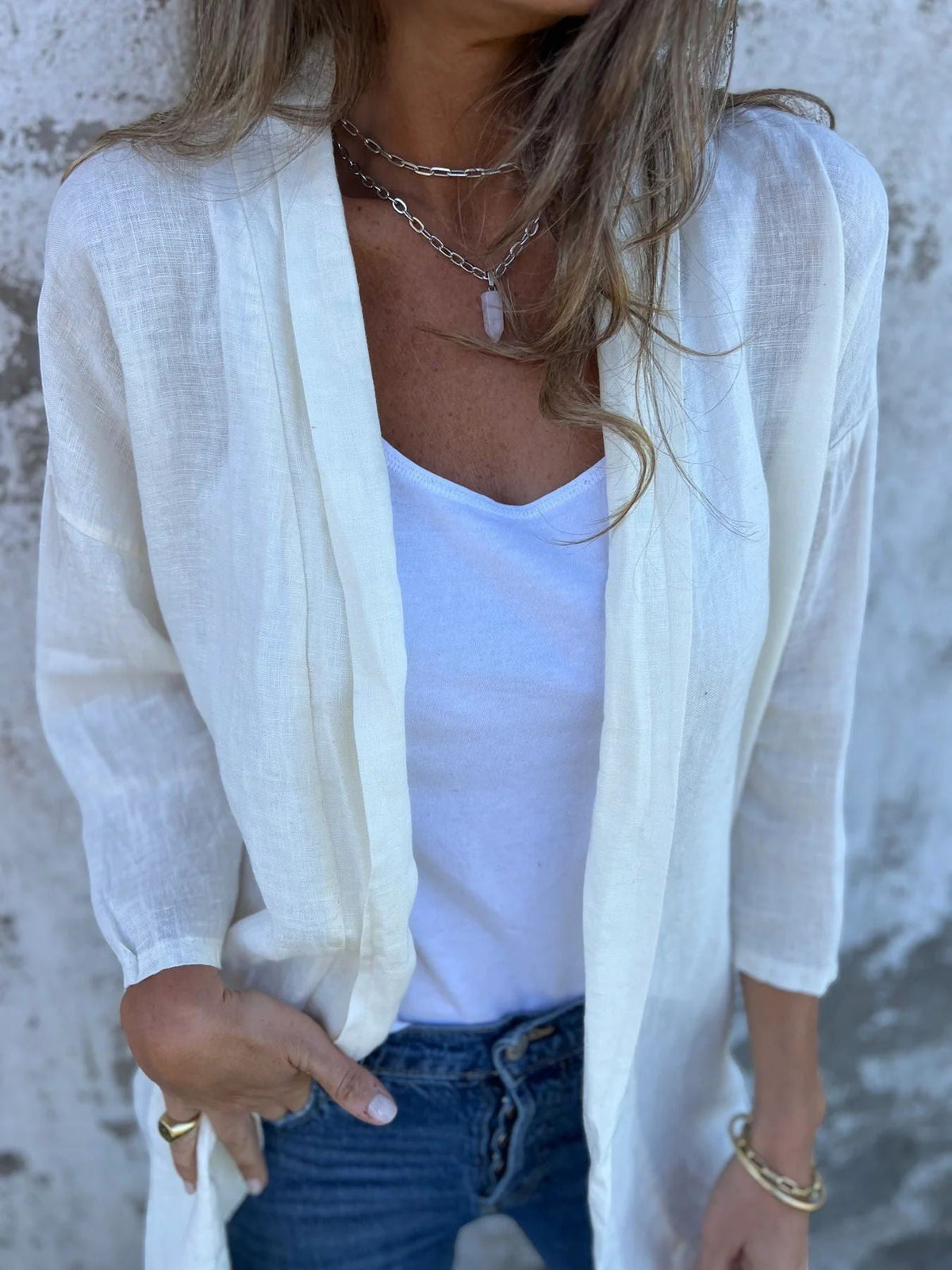 Women's Open-Front Cardigan – Three-Quarter Sleeve