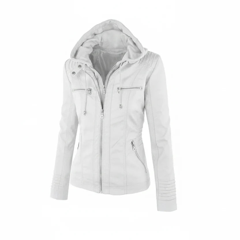 Women's Faux Leather Moto Jacket – Tailored Fitted Cut