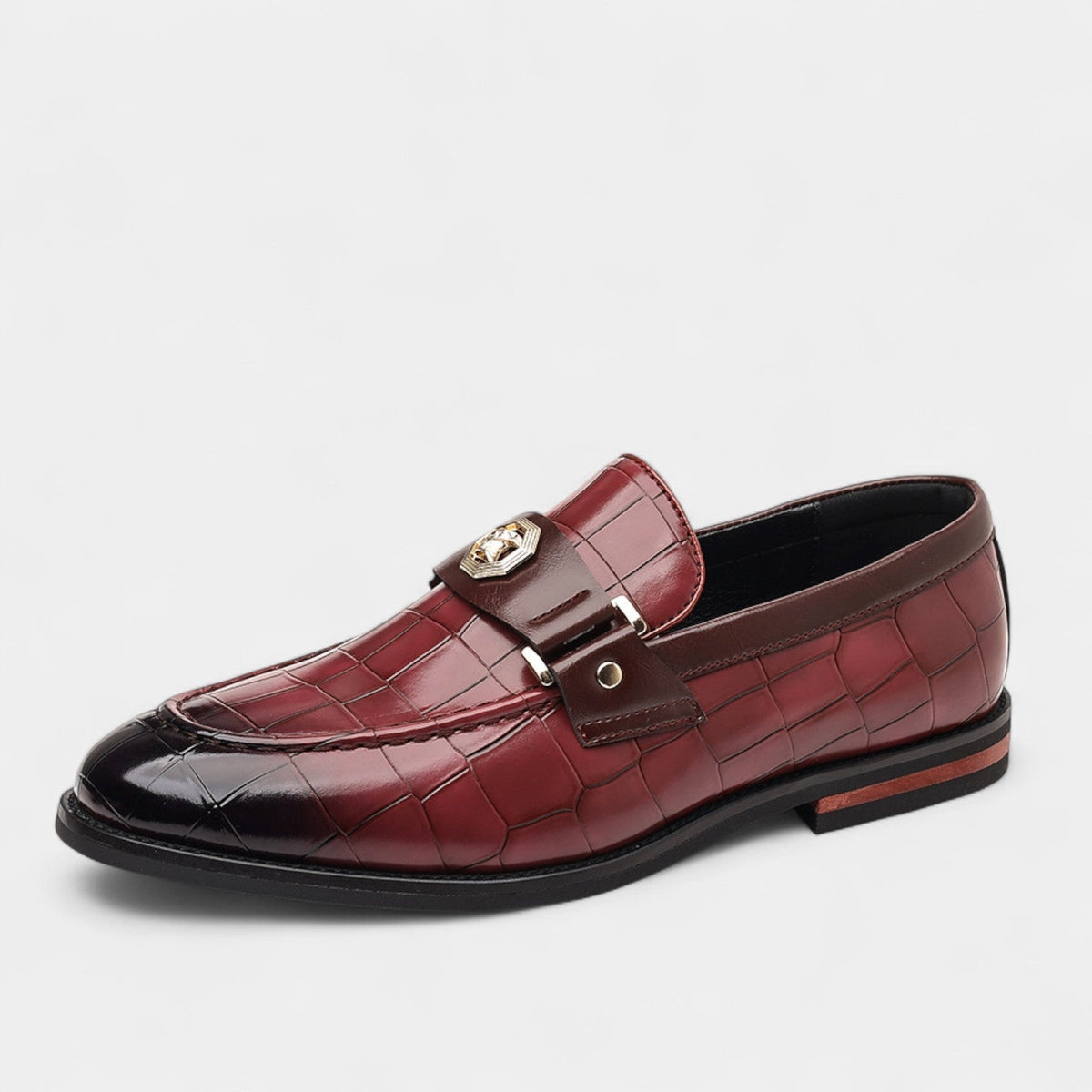 Men's Leather Loafers – Plaid Strap Slip-On