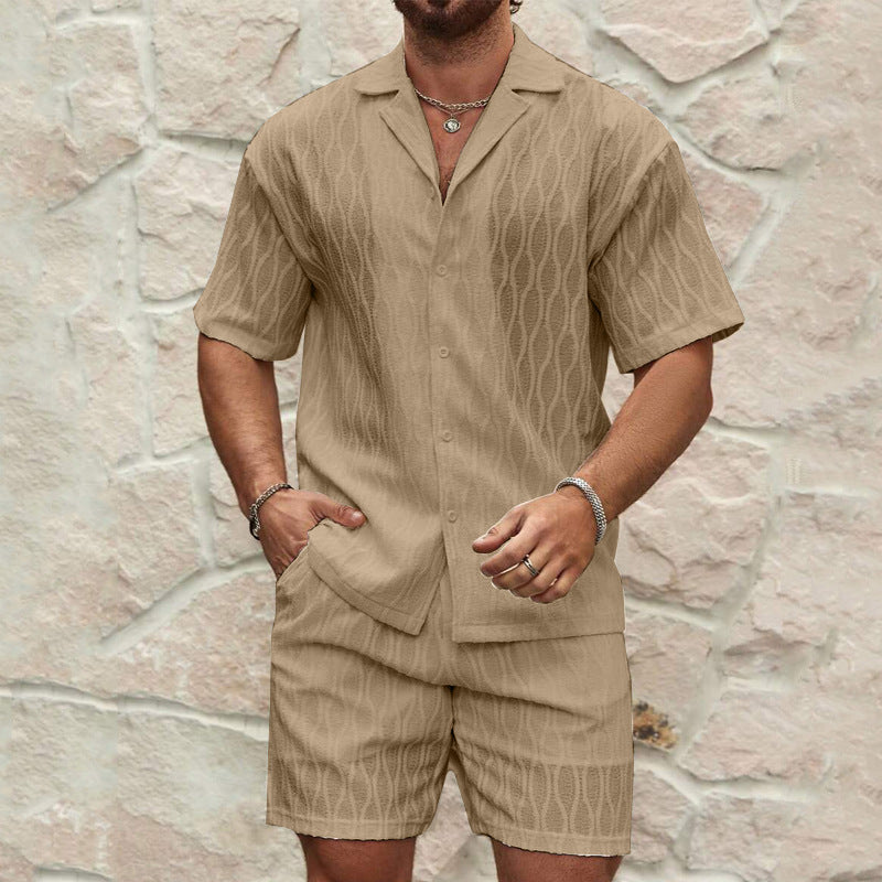 Men's Shirt and Shorts Set – Relaxed Open-Collar Fit