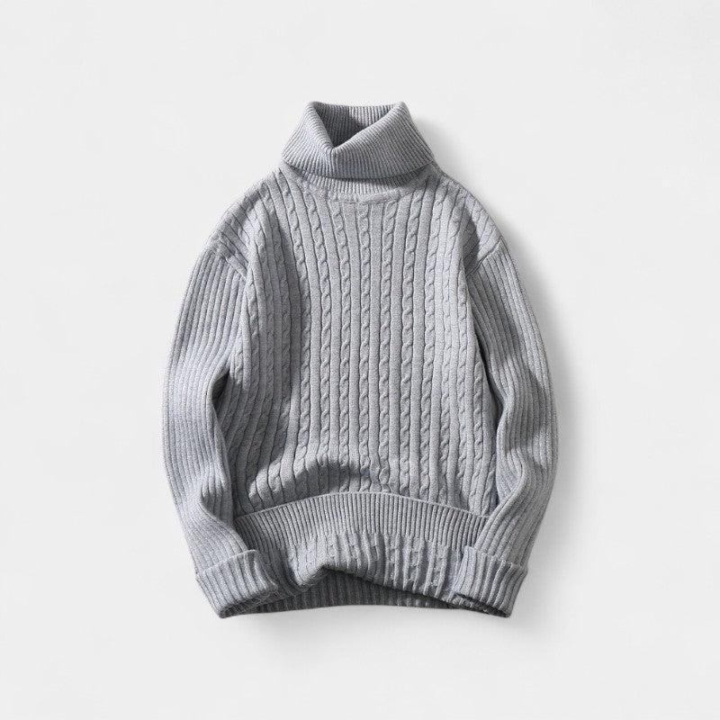 Men's Cable-Knit Turtleneck Sweater – High Roll Neck