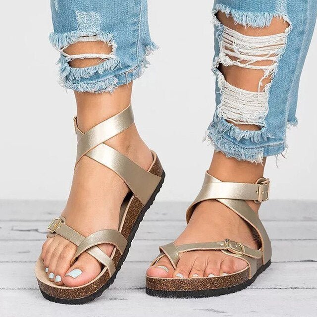 Women's Flat Sandal – Adjustable Strap Cushioned Footbed