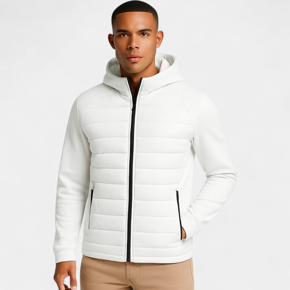 Men's Hooded Softshell Puffer Jacket – Clean Tailored Fit