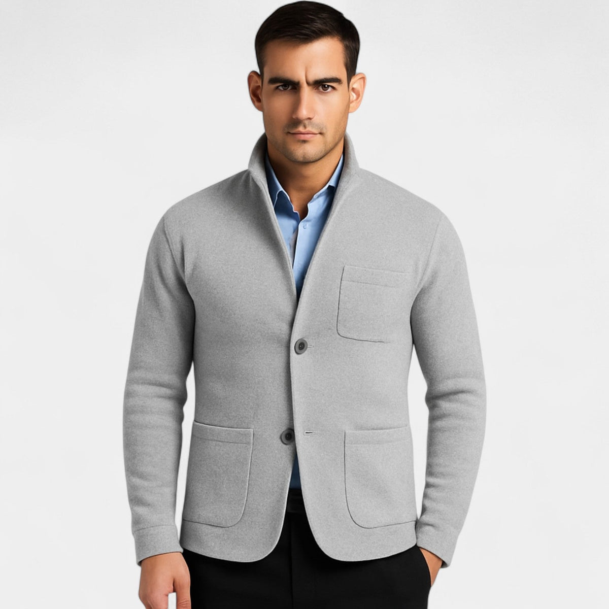 Men's Slim Blazer – Stand Collar Tailored Cut