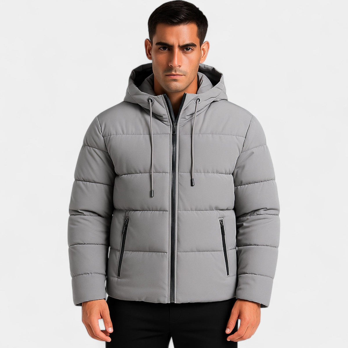 Men's Hooded Puffer Jacket – Relaxed Matte Finish