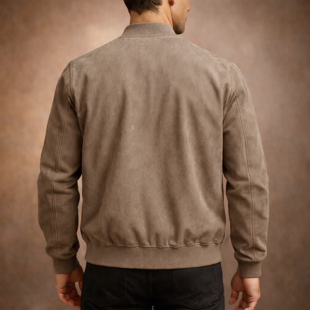 Men's Suede Bomber Jacket – Tailored Lightweight Fit