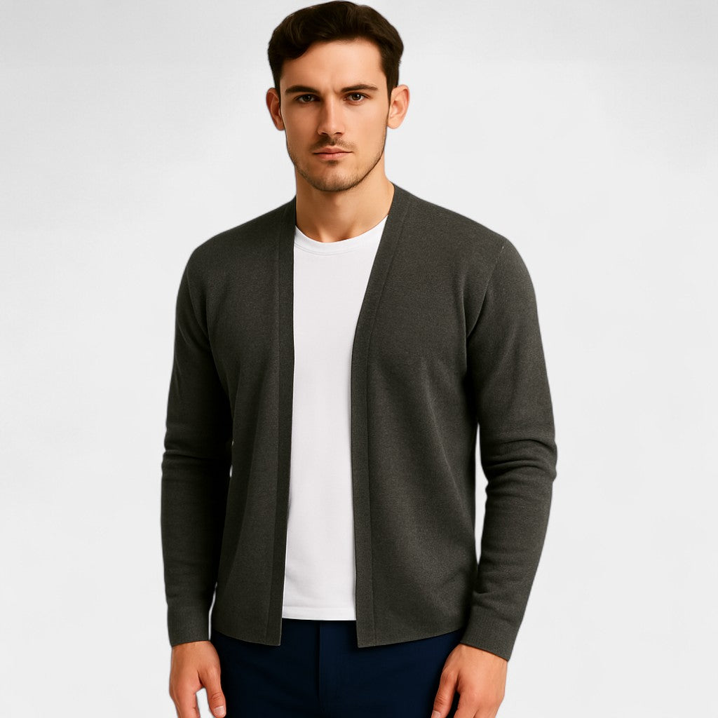 Men's Cotton Cardigan – Classic V-Neck Button Front