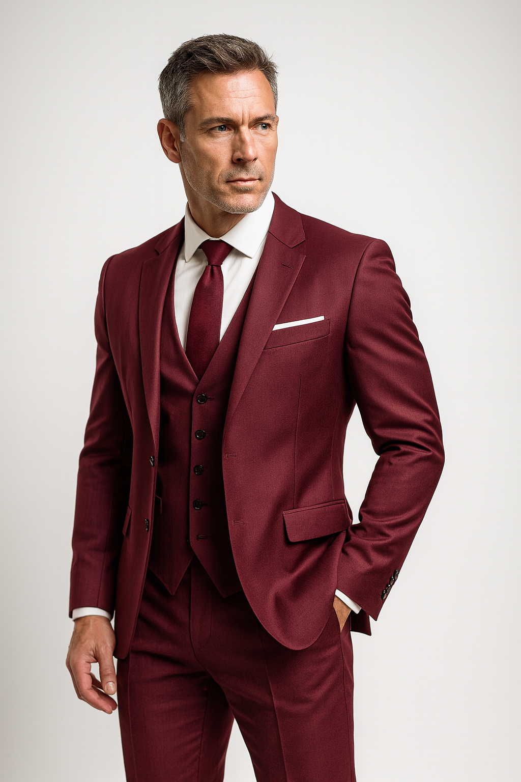 Men's Three-Piece Cotton Suit – Slim Jacket, Vest, Pants