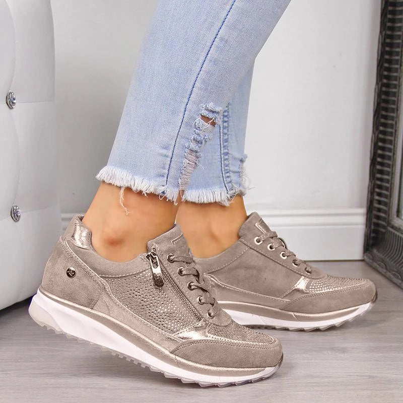 Women's Platform Sneaker – Side Zip Low Heel