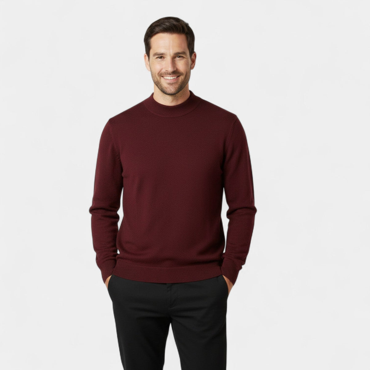 Men's Mock Neck Sweater – Relaxed Clean-Line Fit