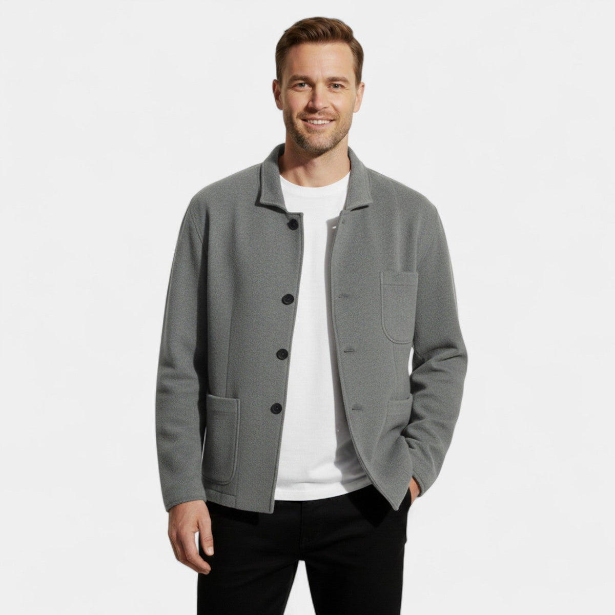Men's Single-Breasted Blazer – Technical Fabric Lapel