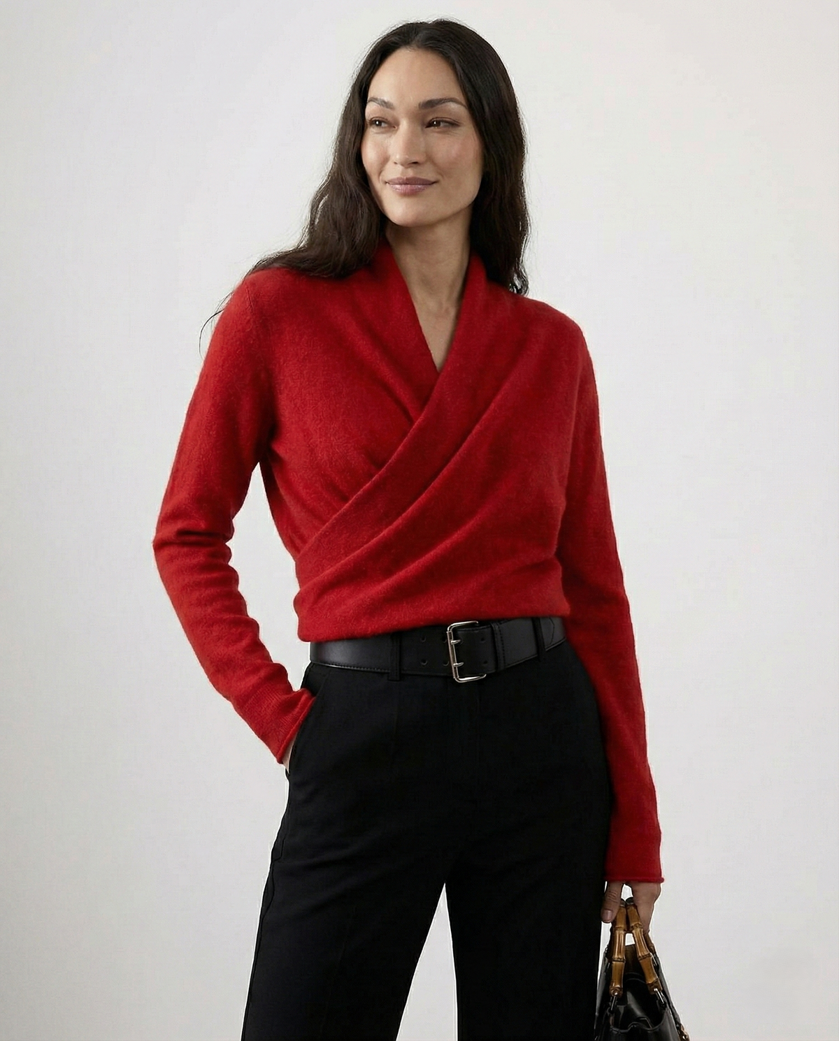 Women's Cashmere Sweater – Crossover Collar