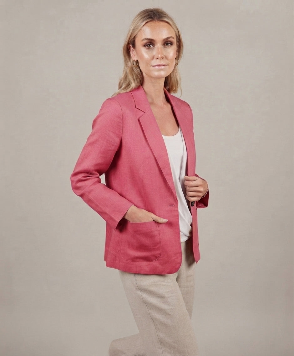 Women's Relaxed Blazer – Notch Lapel Elbow Sleeve