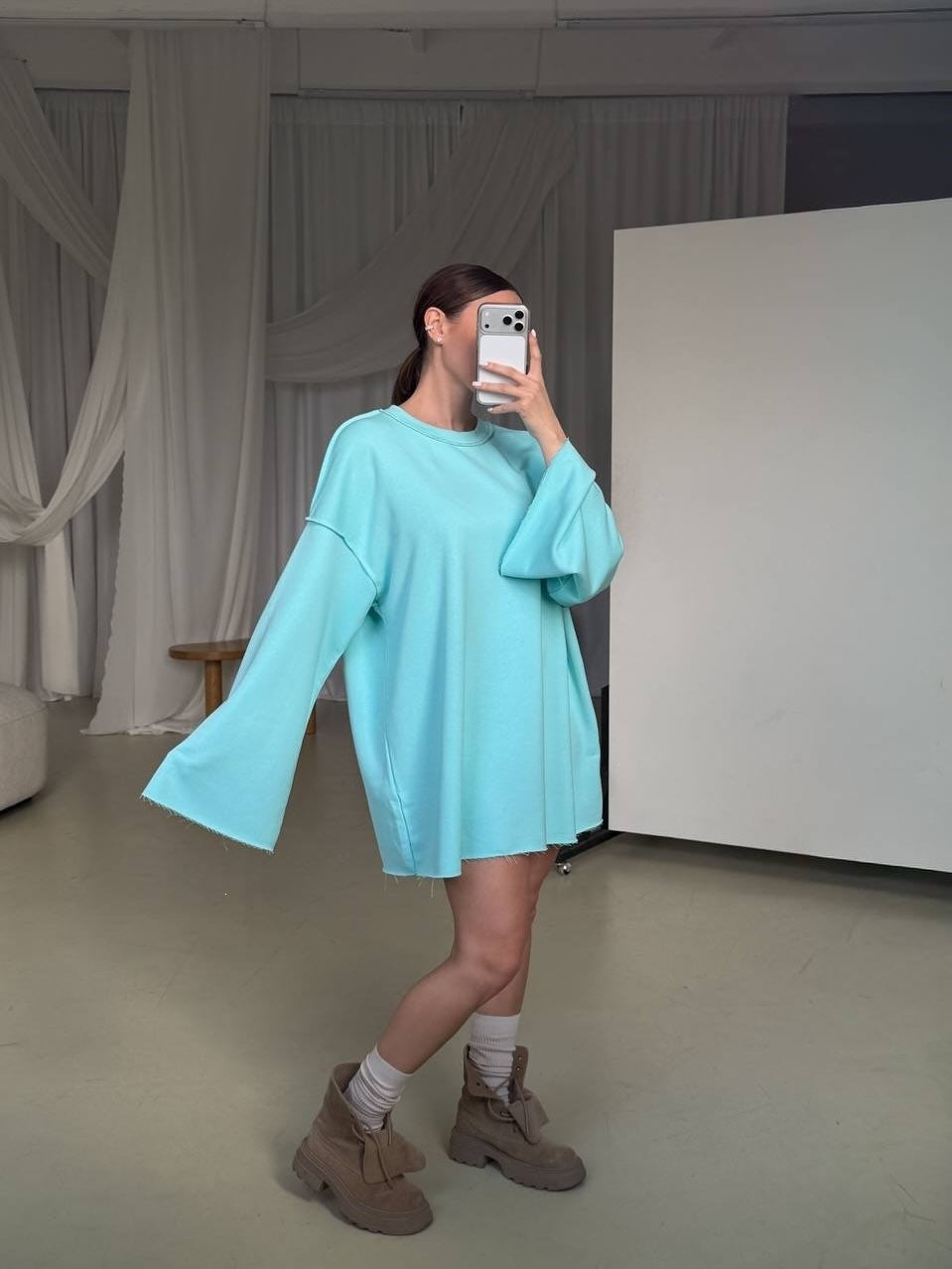 Women's Sweater Dress – Wide Trumpet Sleeves