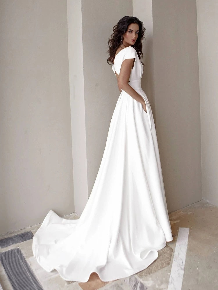 Women's Maxi Evening Dress – High Slit A-Line