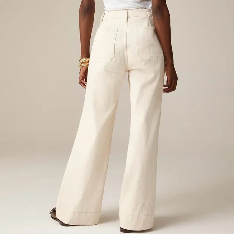 Women's Wide-Leg Jeans – High-Rise Button Pockets