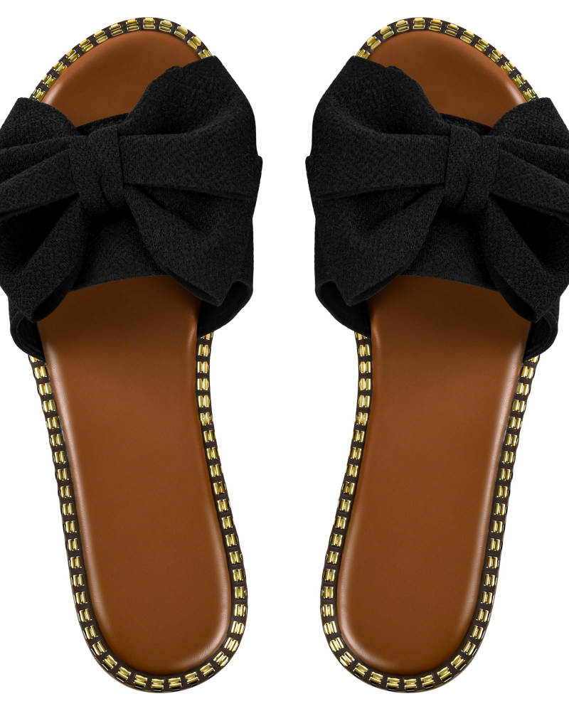 Women's Flat Bow Mule – Open-Toe Slip-On
