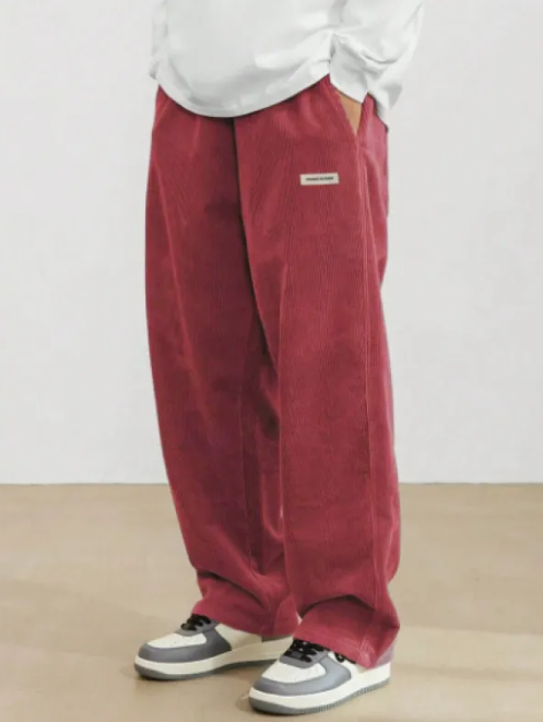 Men's Drawstring Wide-Leg Pants – Relaxed Straight Fit