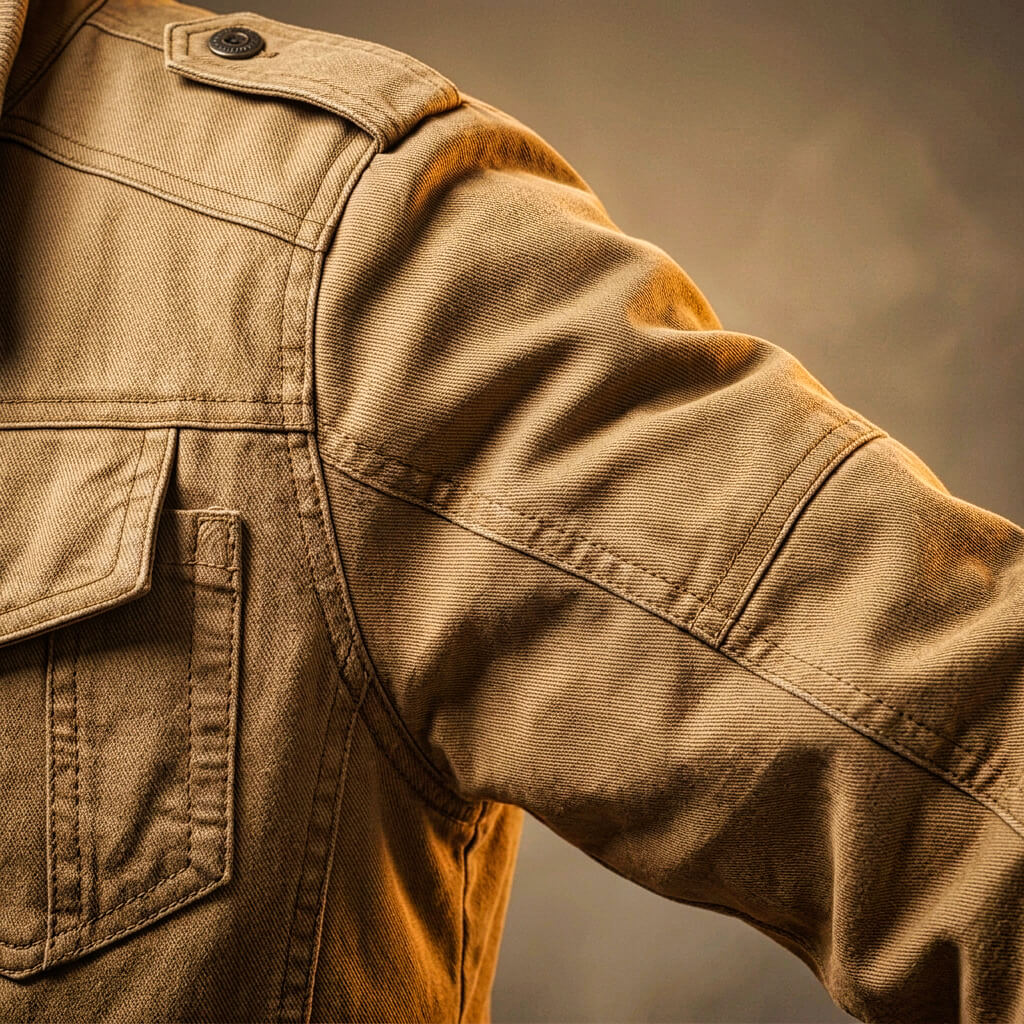 Men's Denim Jacket – Zip Front, Ribbed Hem