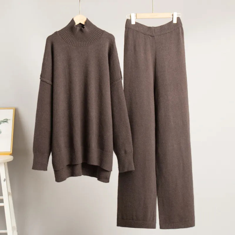 Women's Knit Pants Set – Relaxed Long Sleeve Fit