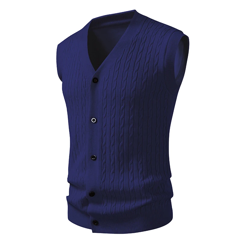 Men's V-Neck Knit Vest – Button-Front 3-Pack