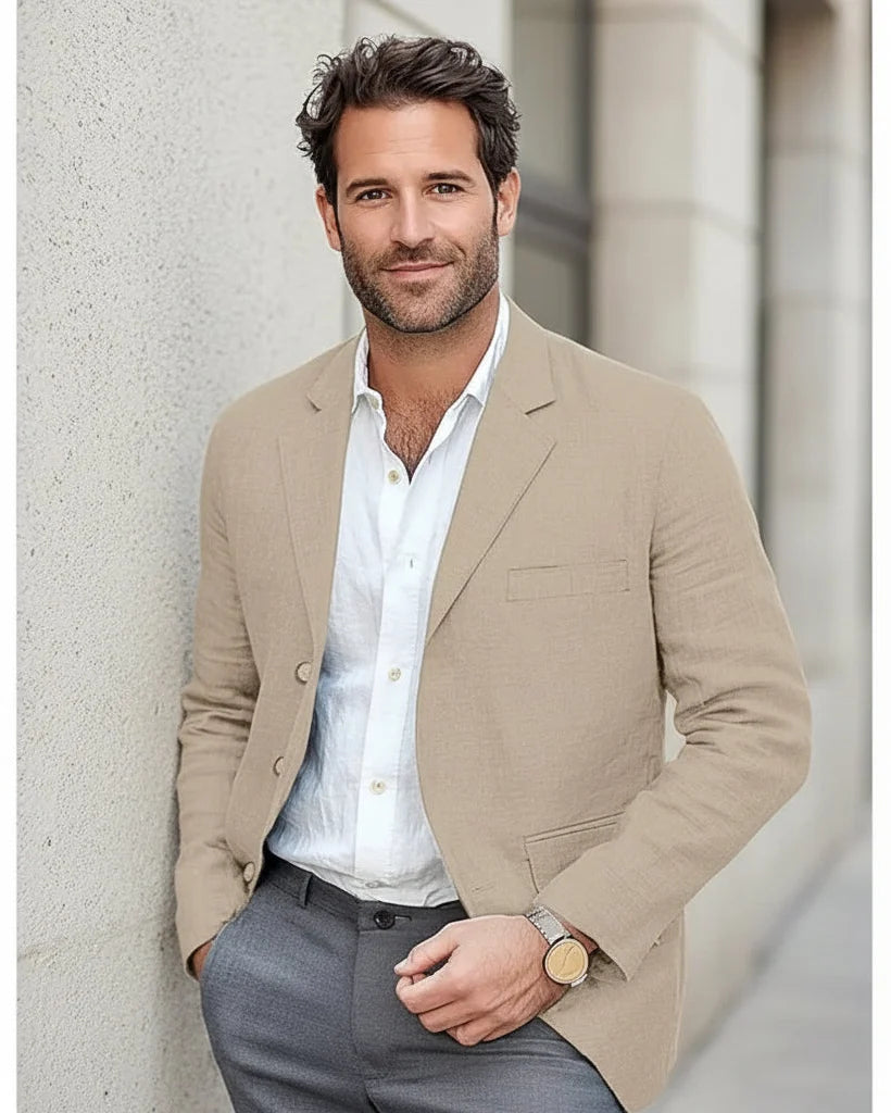 Men's Cotton-Linen Blazer Jacket – Unstructured Retro Cut
