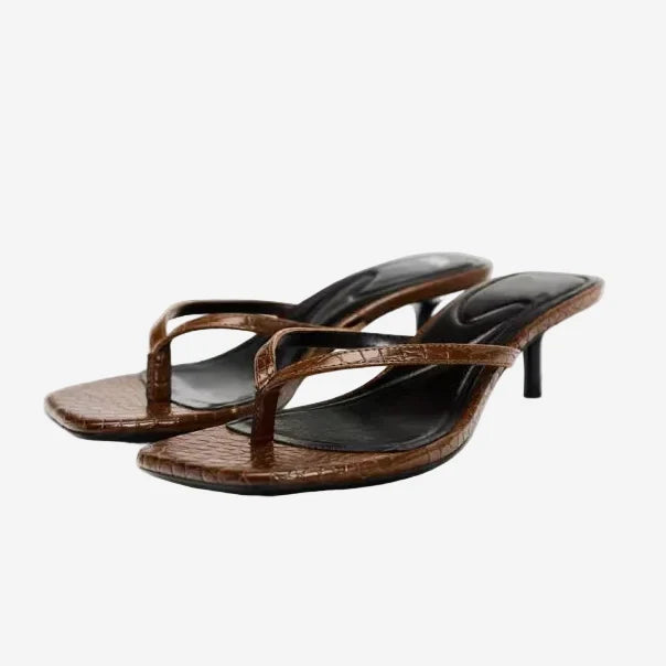 Women's Kitten Heel Sandal – Square Toe Slim Straps