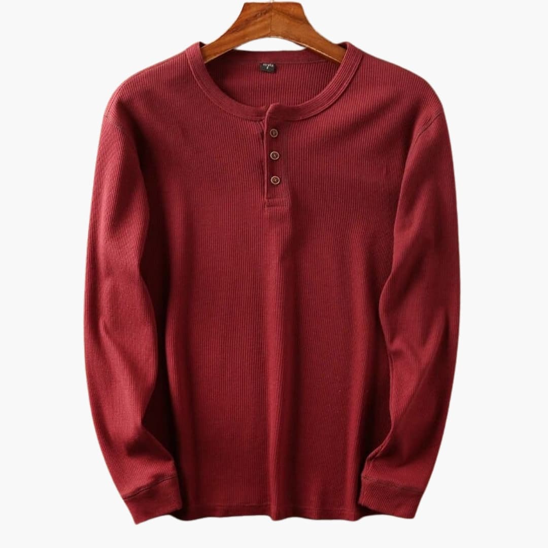 Men's Ribbed Slim-Fit Shirt – Buttoned Round Collar