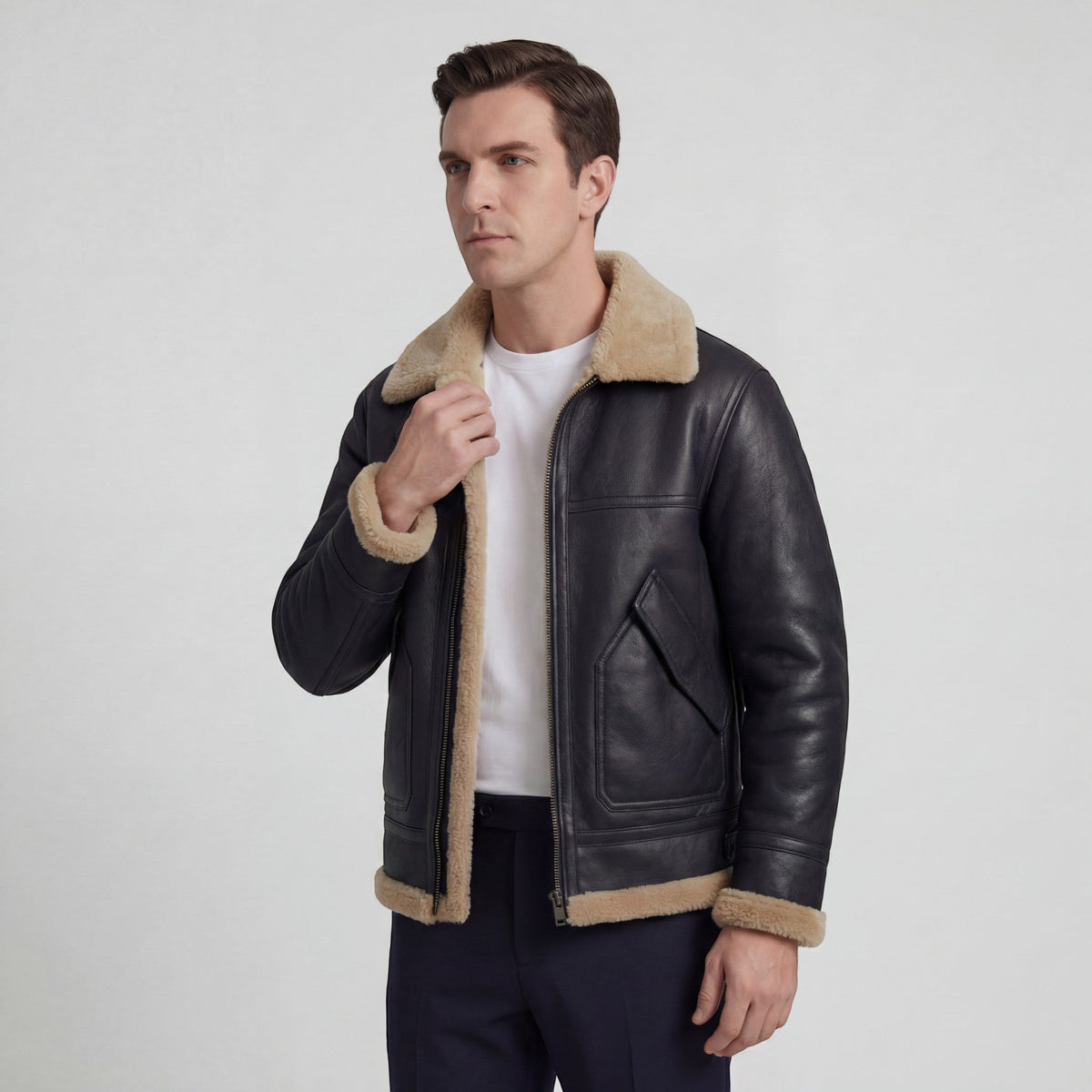 Men's Padded Jacket – Lamb Fleece Lined, Relaxed Fit