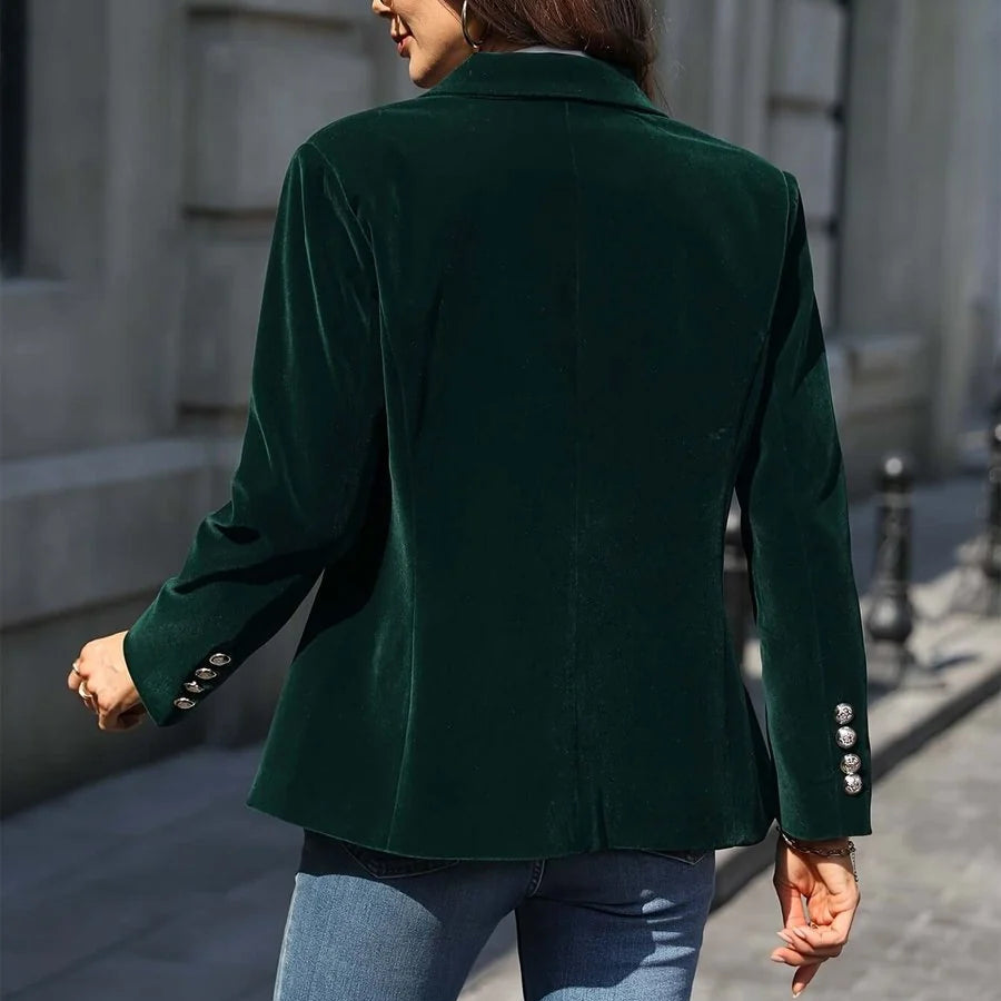 Women's Velvet-Look Blazer – Slim Buttoned Fit