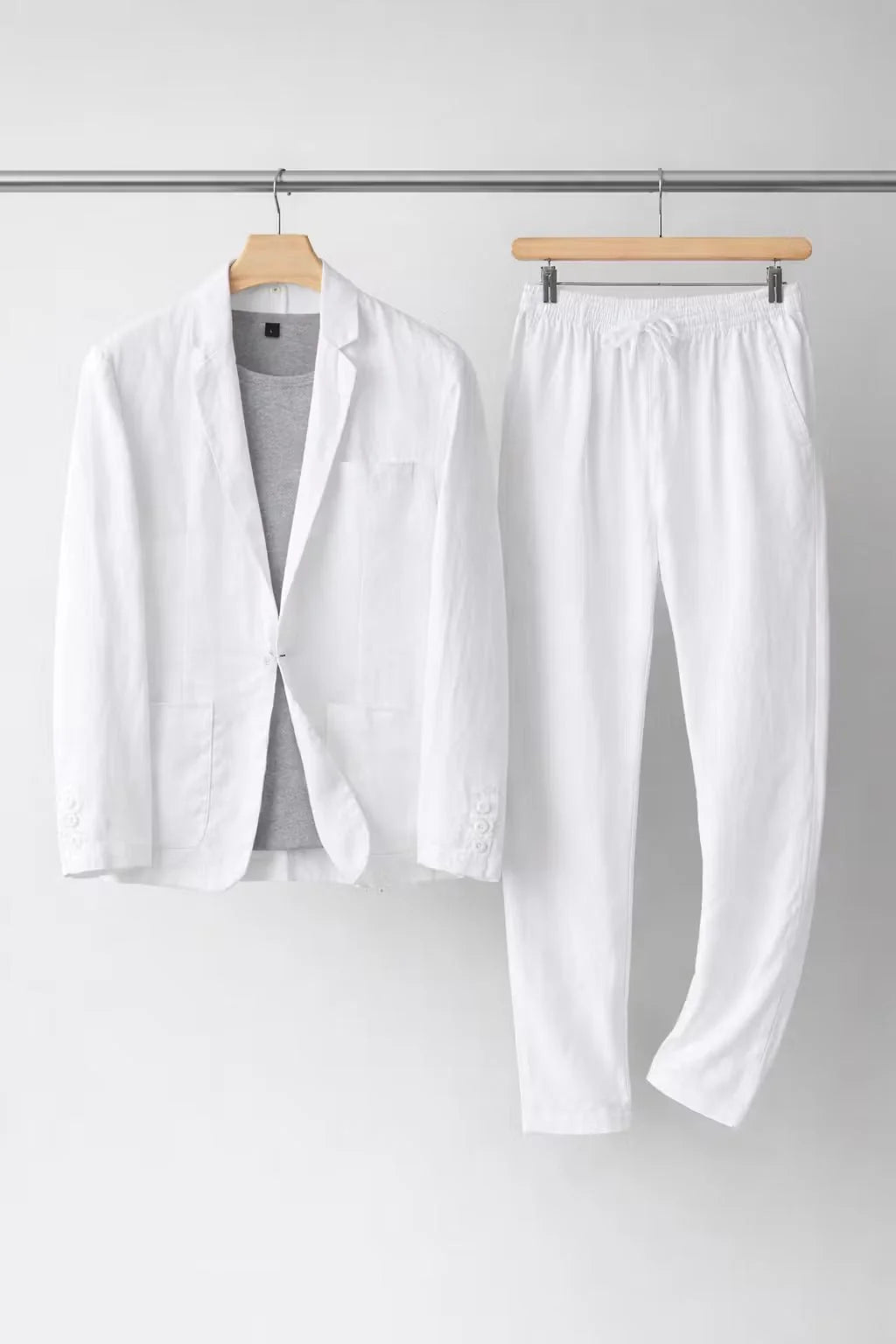 Men's Linen-Blend Two-Piece Suit – Relaxed Straight Leg