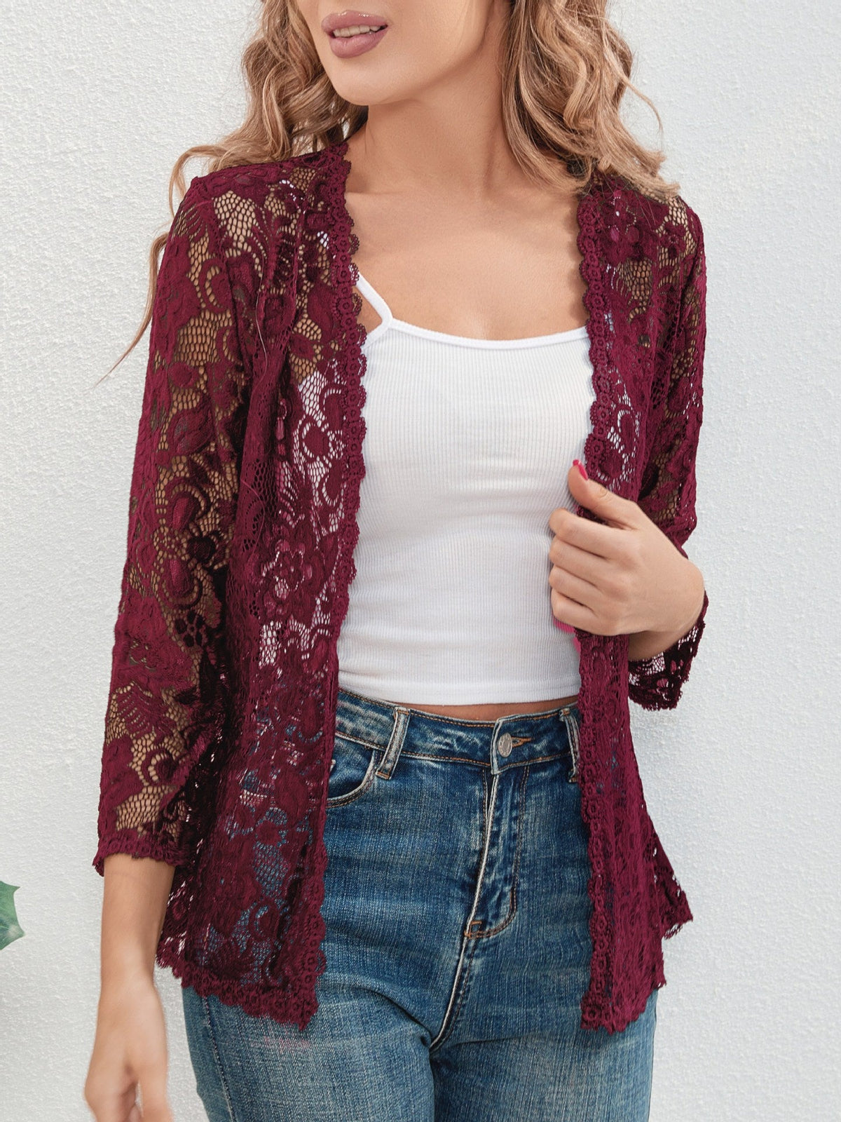 Women's Sheer Lace Cardigan – Open Front Fit