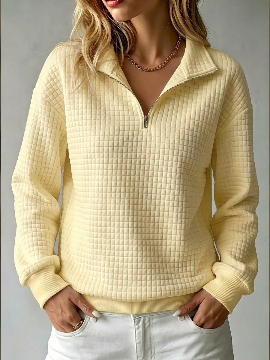Women's Zip Funnel-Neck Sweatshirt – Honeycomb Knit