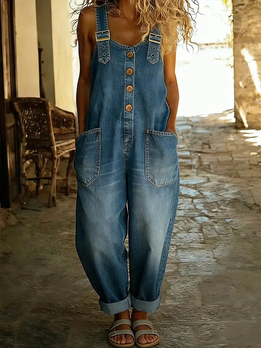 Women's Denim Jumpsuit – Relaxed Overall-Style Fit