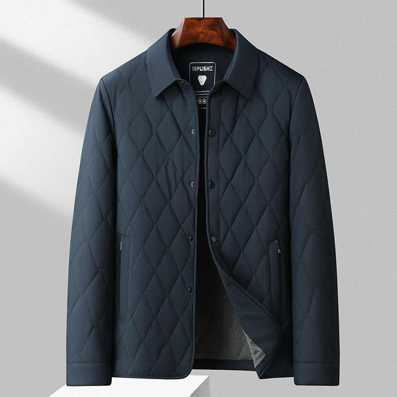 Men's Padded Jacket – Slim Grid-Stitched Design
