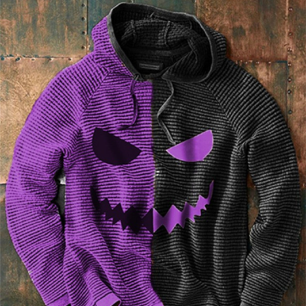 Men's Graphic Print Hoodie – Pumpkin Motif Relaxed Fit